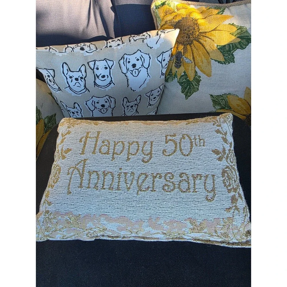 Golden 50th Anniversary Decorative Throw Pillow 11